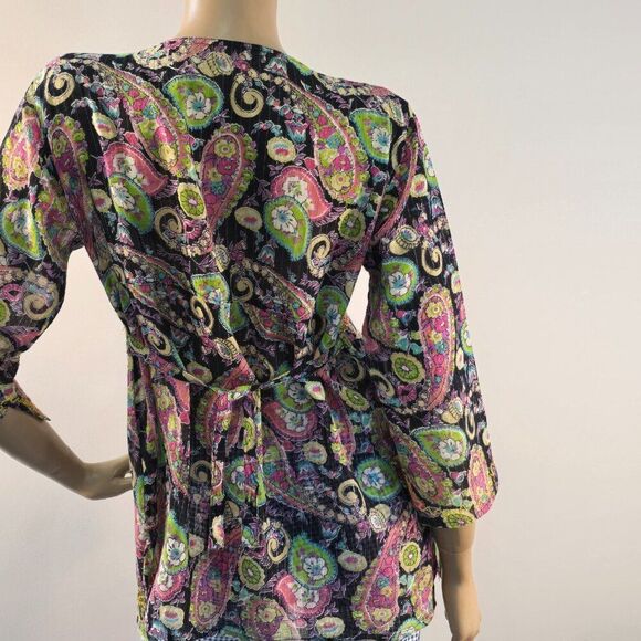 Colorful Floral Paisley Tunic with Embroidery Sz M Ethnic Tribal Vibe - Picture 4 of 7